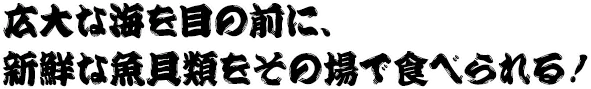 広大な海を目の前に、新鮮な魚貝類をその場で食べられる！