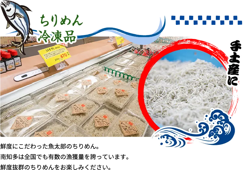 ちりめん冷凍品 鮮度にこだわった魚太郎のちりめん。南知多は全国でも有数の漁獲量を誇っています。鮮度抜群のちりめんをお楽しみください。