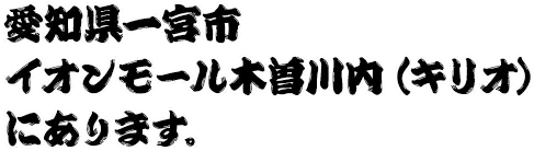 愛知県一宮市イオン木曽川内（キリオ）にあります。