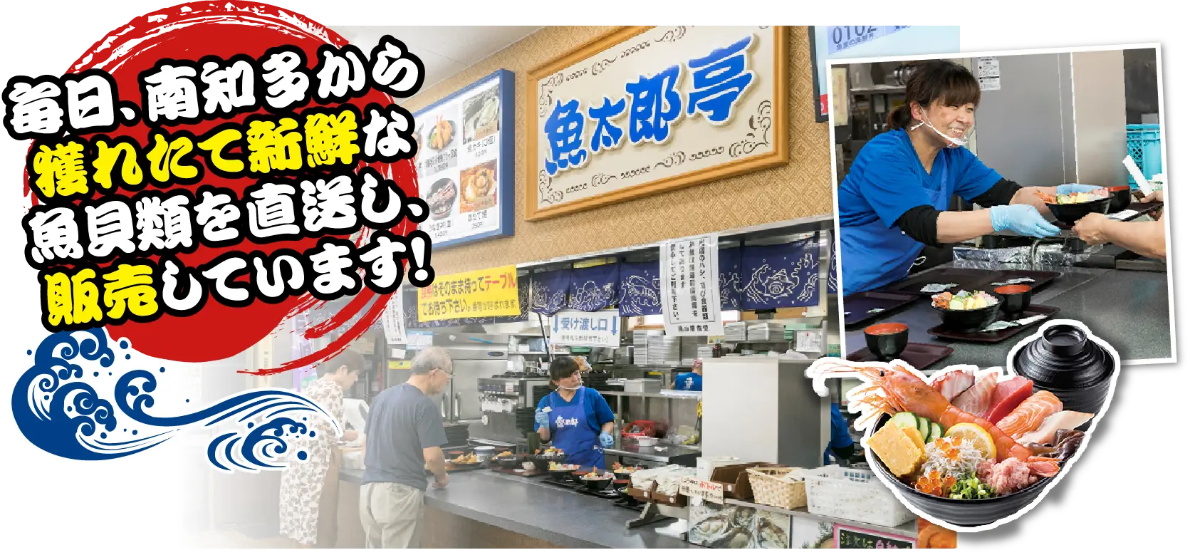 毎日、南知多から獲れたて新鮮な魚貝類を直送し、販売しています！